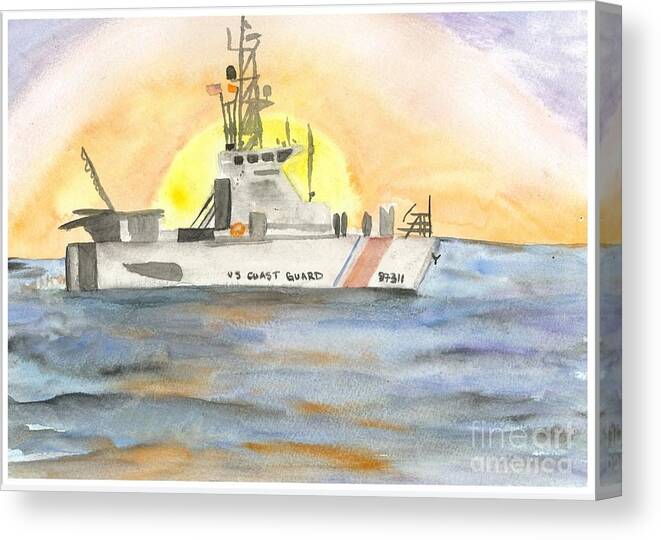 Uscgc Cobia Canvas Print featuring the painting USCGC Cobia by Expressions By Stephanie