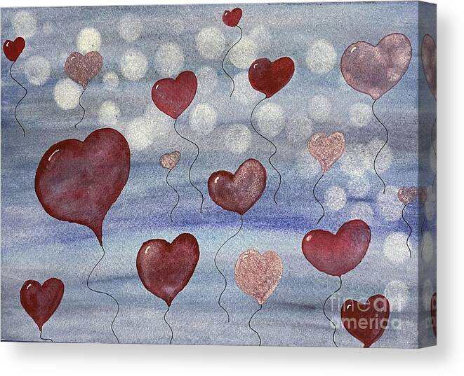Valentines Day Canvas Print featuring the painting Valentine's Day in Seattle by Lisa Neuman