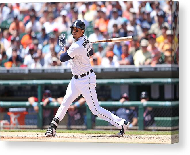 American League Baseball Canvas Print featuring the photograph Victor Martinez by Leon Halip