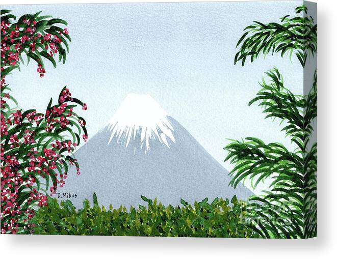 Japan Icon Canvas Print featuring the painting View of Distant Mount Fuji by Donna Mibus