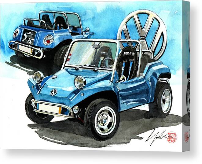 Vw Canvas Print featuring the painting VW Buggy by Yoshiharu Miyakawa