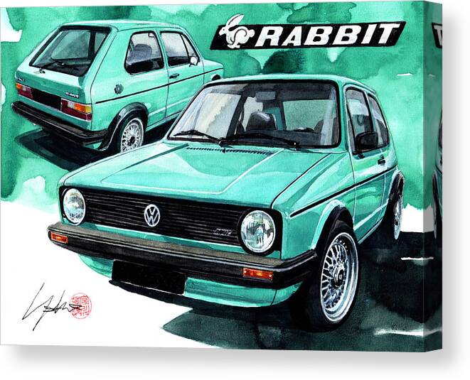 Vw Canvas Print featuring the painting VW Rabbit by Yoshiharu Miyakawa