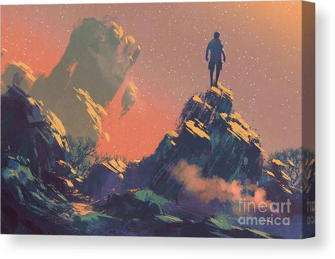 Acrylic Canvas Print featuring the painting Waiting In The Stars by Tithi Luadthong