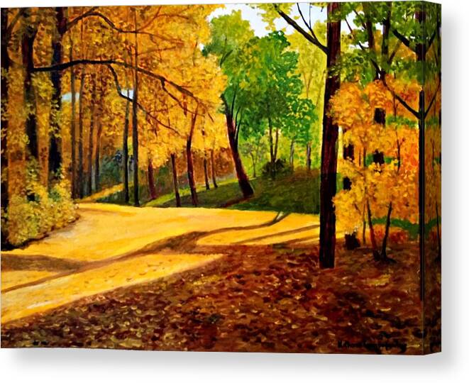 Autumn Canvas Print featuring the painting Autumn Leaves by Konstantinos Charalampopoulos