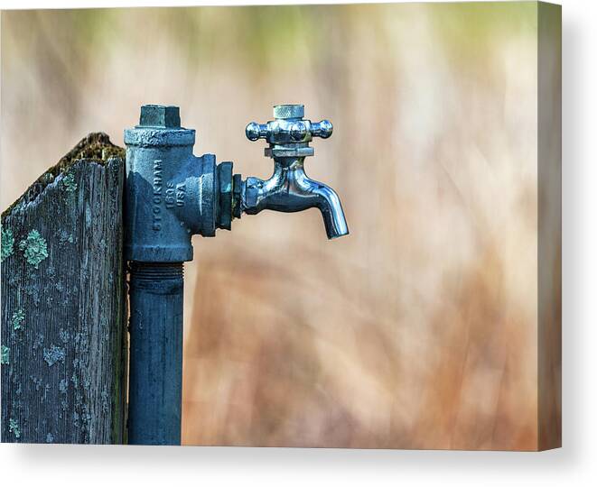 Water Fountain Canvas Print featuring the photograph Autumn Water Spigot by Amelia Pearn