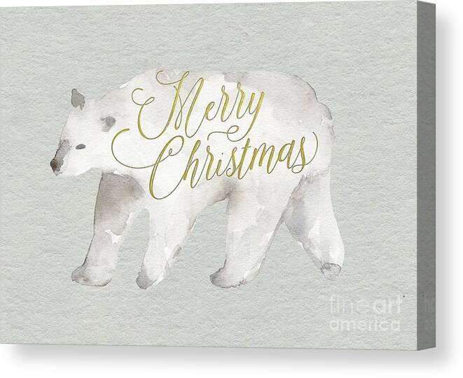 Merry Christmas Canvas Print featuring the painting Watercolor Polar Bear by Modern Art