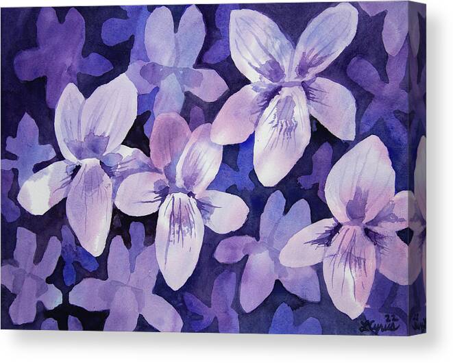 Design Canvas Print featuring the painting Watercolor - Wild Violet Design by Cascade Colors
