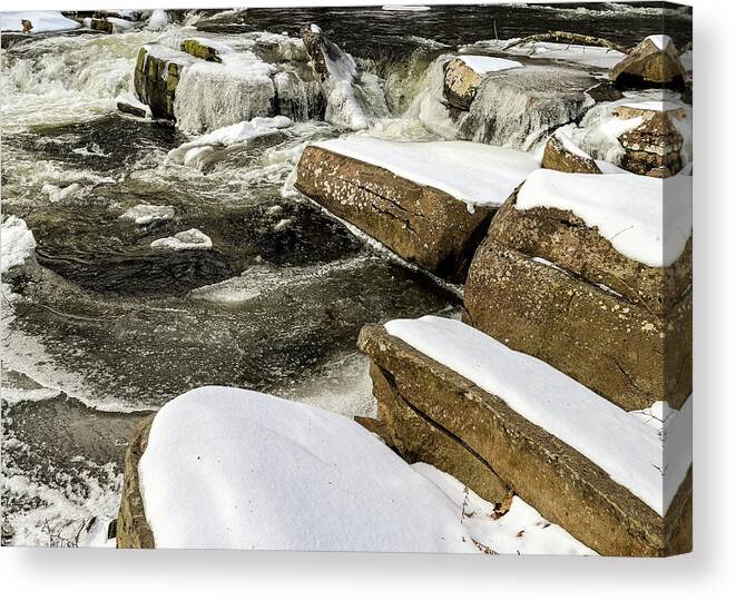 Water Canvas Print featuring the photograph Waterfall in Winter by Amelia Pearn
