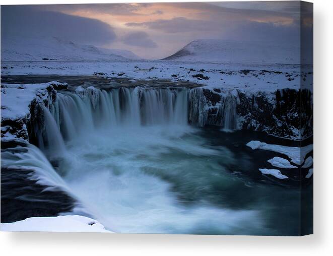 Godafoss Canvas Print featuring the photograph North Of Eden - Godafoss Waterfall, Iceland by Earth And Spirit