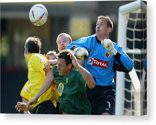 England Canvas Print featuring the photograph Watford v Norwich City by Jamie McDonald