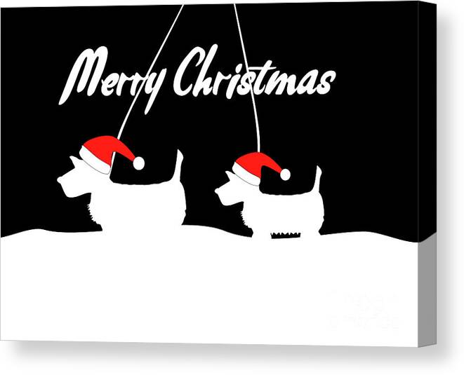 West Canvas Print featuring the digital art Westies White Merry Christmas by Barefoot Bodeez Art