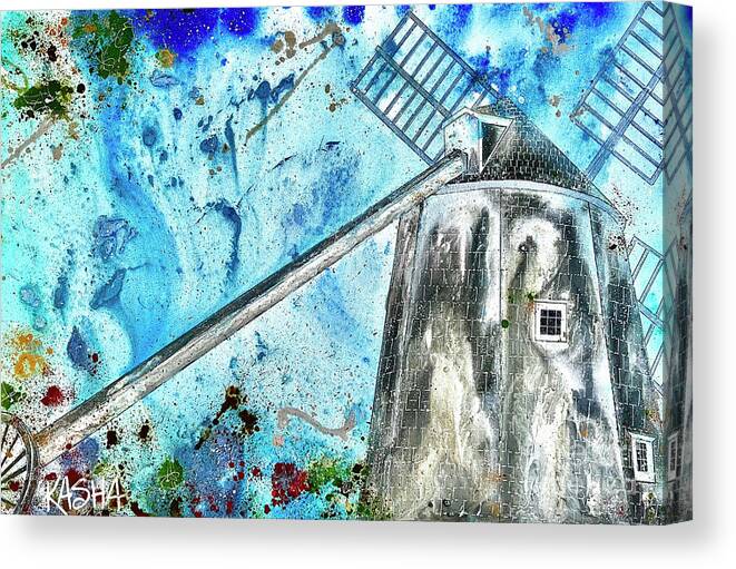 Cape Cod Windmill Canvas Print featuring the painting Wheelin' by Kasha Ritter