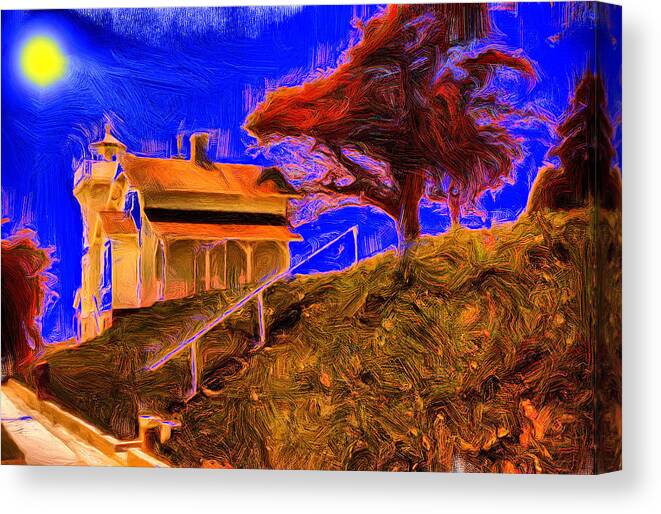 House Canvas Print featuring the digital art Widow's Watch House on the Hill by Russel Considine
