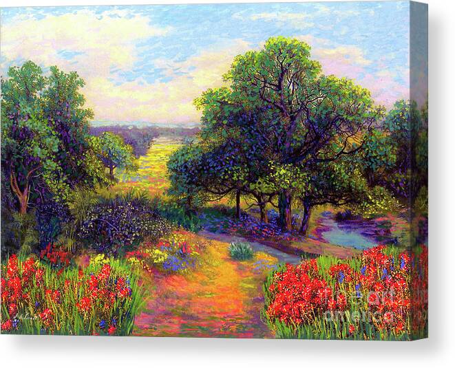 Landscape Canvas Print featuring the painting Wildflower Meadows of Color and Joy by Jane Small