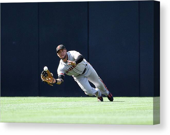 Ball Canvas Print featuring the photograph Will Venable and Gregor Blanco by Denis Poroy