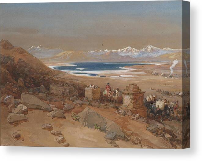 William Simpson R.i. Canvas Print featuring the painting William Simpson R.I.The Salt Lake, Tibet by Artistic Rifki