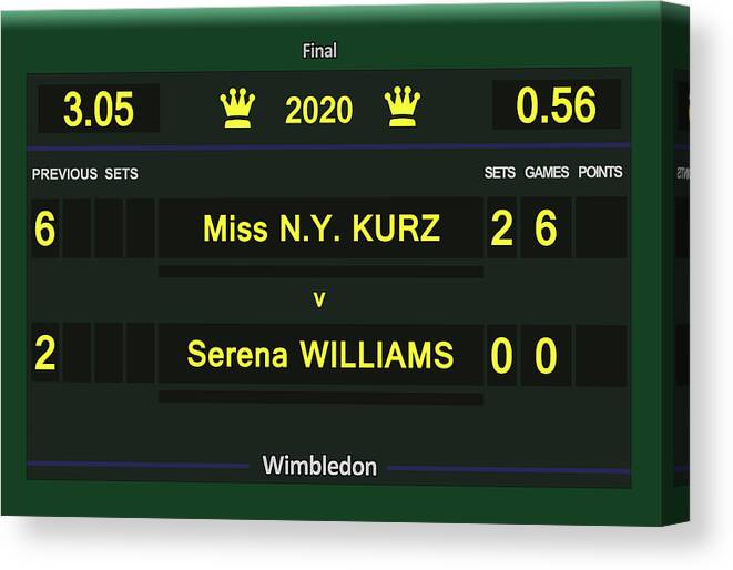 Scoreboard Canvas Print featuring the digital art Wimbledon Scoreboard - Customizable by Carlos Vieira