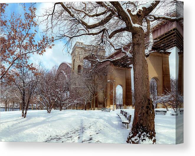 Photosbycate.com Canvas Print featuring the photograph Winter in Astoria Park by Cate Franklyn