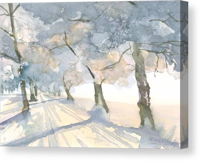 Lanscape Canvas Print featuring the painting Winter Light by Hiroko Stumpf