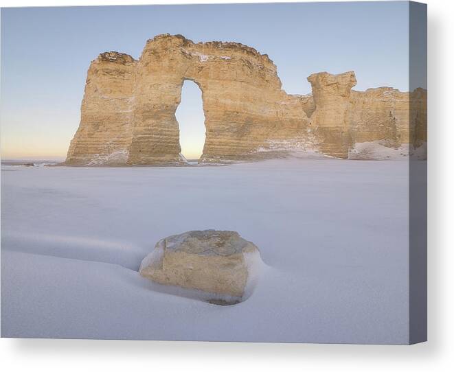 Kansas Canvas Print featuring the photograph Winter Morning At Monument Rocks by Darren White