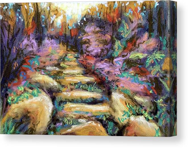  Canvas Print featuring the painting Woodland Steps by Sharon Bechtold