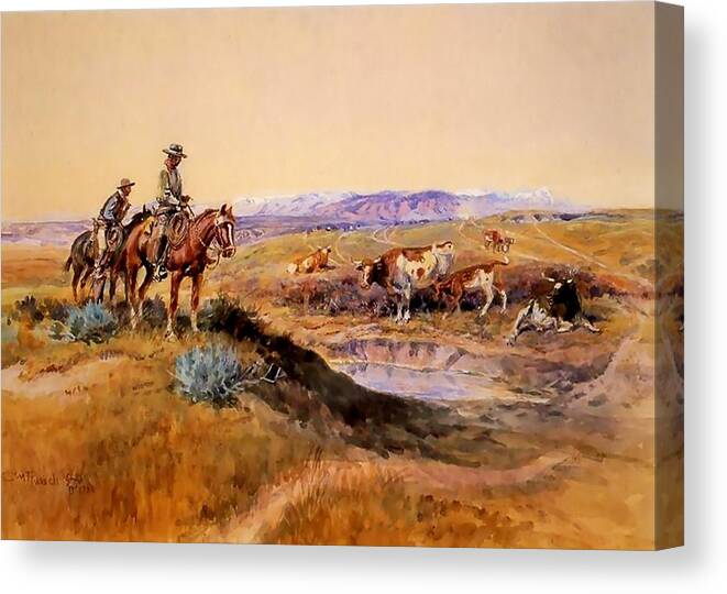 Charles (cm) Russell Canvas Print featuring the digital art Worked Over Western Art by Charles M Russell