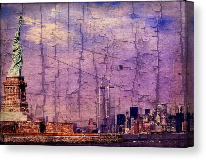 Wtc Canvas Print featuring the digital art World Trade Center Twin Towers and the Statue of Liberty by Russ Considine