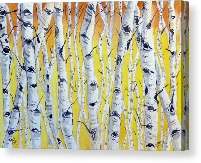 Birch Trees Canvas Print featuring the painting Yellow Birch by Kelly Mills