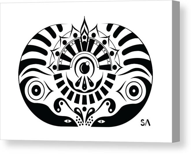 Black And White Canvas Print featuring the digital art Yoga by Silvio Ary Cavalcante