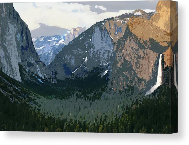 Waterfall Canvas Print featuring the photograph Yosemite's Tunnel View Cutout Series by JustJeffAz Photography