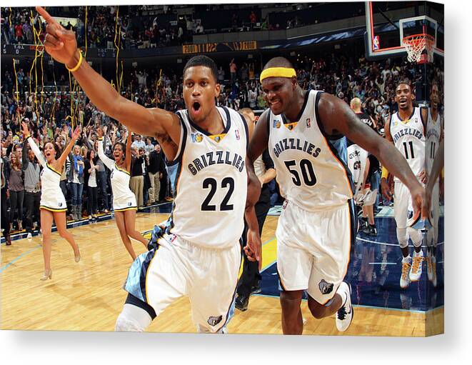 Nba Pro Basketball Canvas Print featuring the photograph Zach Randolph and Rudy Gay by Joe Murphy