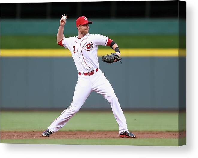 Great American Ball Park Canvas Print featuring the photograph Zack Cozart by Andy Lyons