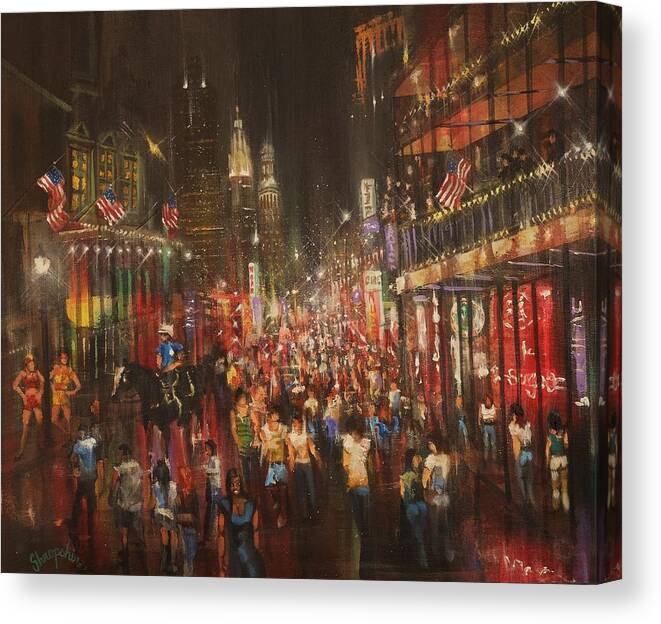 Bourbon Street Canvas Print featuring the painting Bourbon Street Baby by Tom Shropshire
