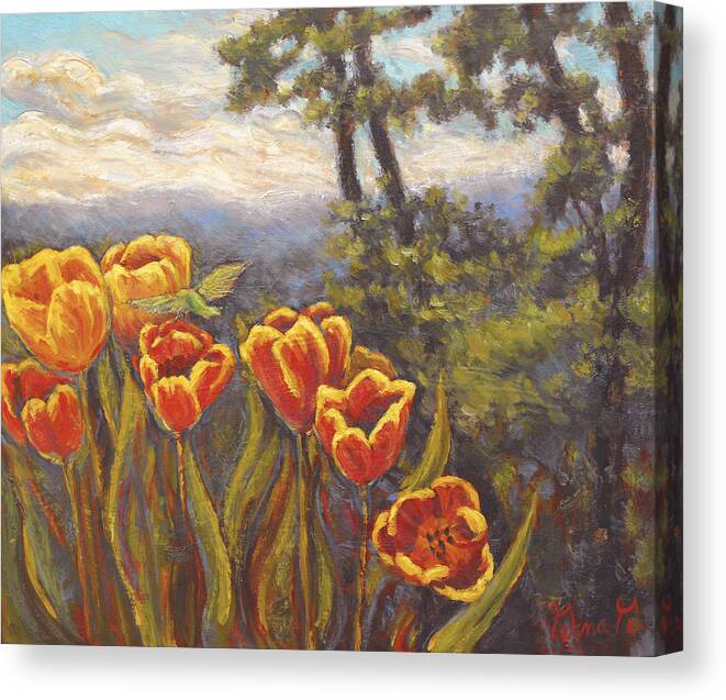 Tulip Painting Canvas Print featuring the painting Tulip Vista by Gina Grundemann