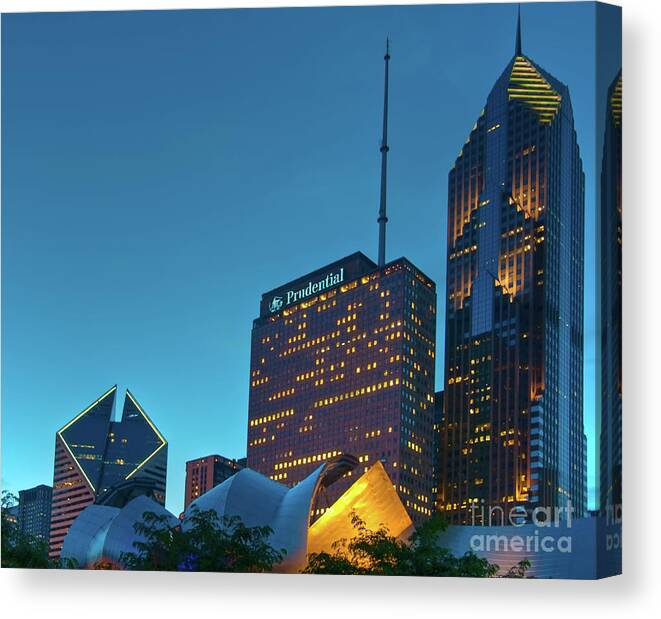 Chicago Canvas Print featuring the photograph A View from Millenium Park at Dusk by David Levin