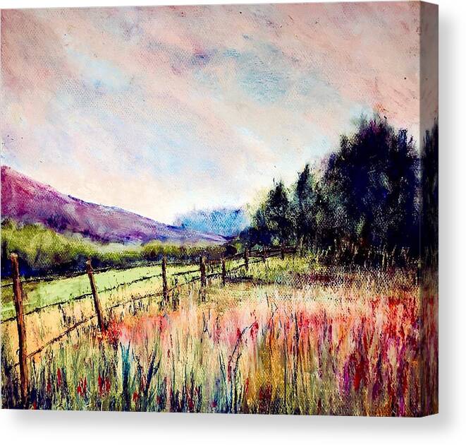 Landscape Canvas Print featuring the pastel Fences # 4 by Julia S Powell