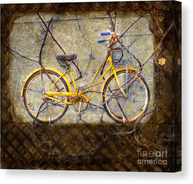 American Canvas Print featuring the photograph Yellow Vine Bike by Craig J Satterlee
