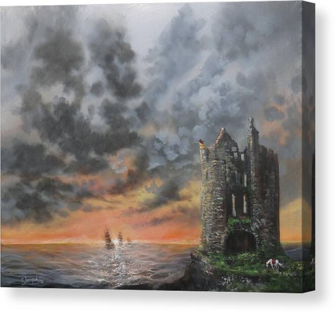 Scotland Canvas Print featuring the painting Into the Sun by Tom Shropshire
