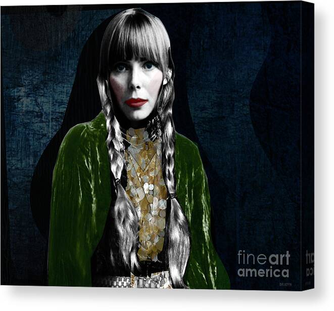 Joni Canvas Print featuring the digital art Joni Mitchell by Benny Brixton