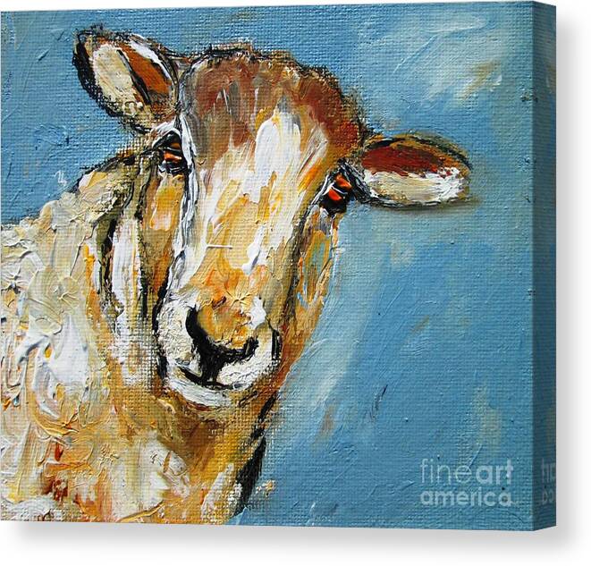 Sheep Canvas Print featuring the painting Mr Sheep Artwork And Painting by Mary Cahalan Lee - aka PIXI