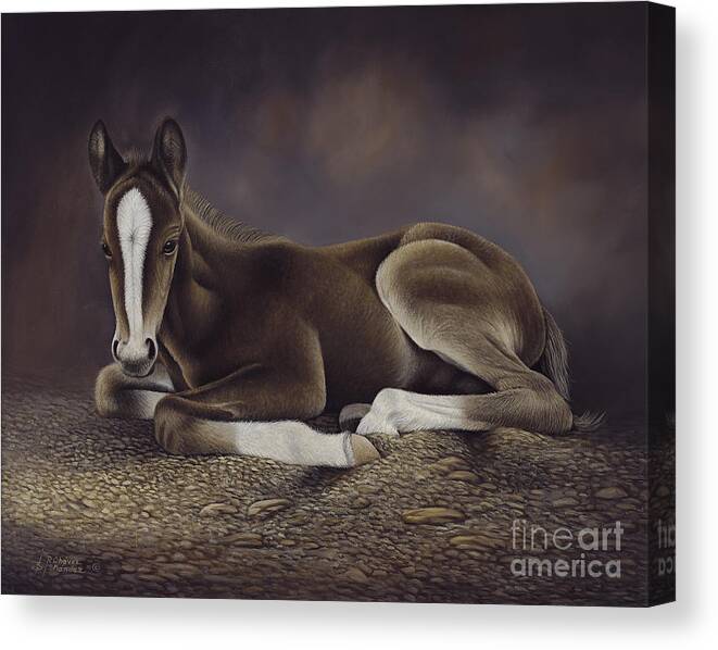 Horses Canvas Print featuring the painting Lucky by Ricardo Chavez-Mendez