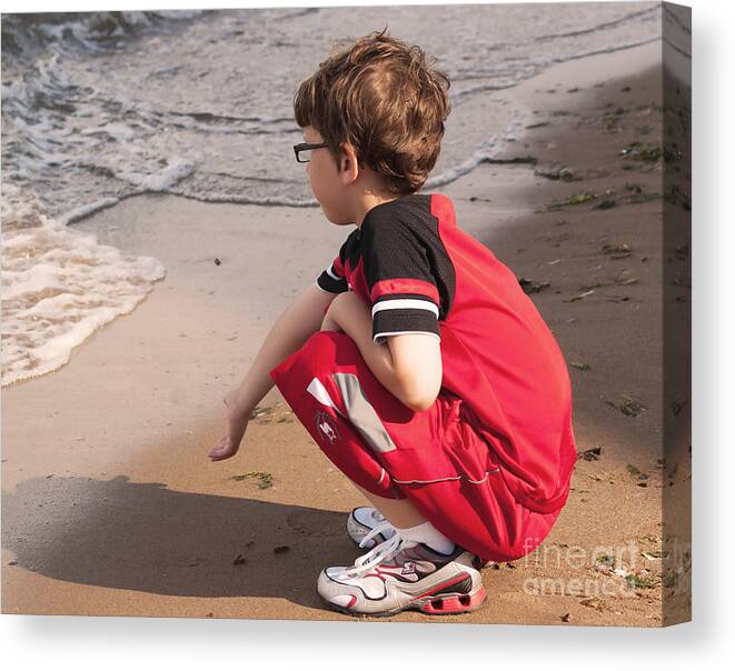 Little Boy Canvas Print featuring the photograph A Little Boy's Wave by M Three Photos