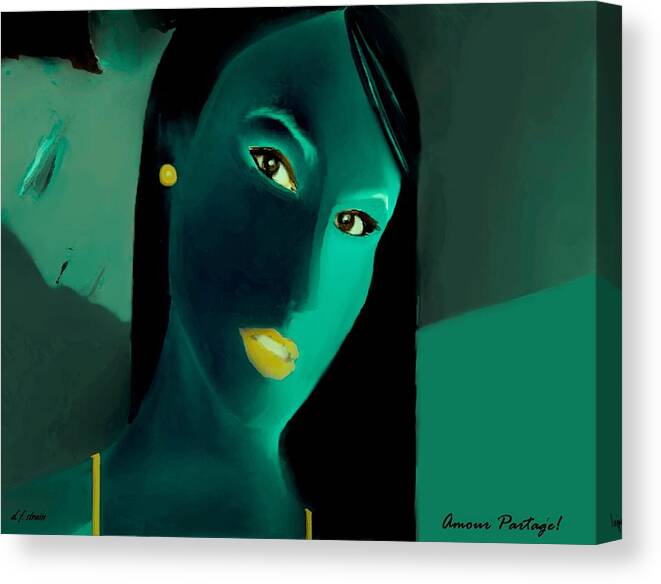 Fineartamerica.com Canvas Print featuring the painting Amour Partage  Love Shared 8 by Diane Strain
