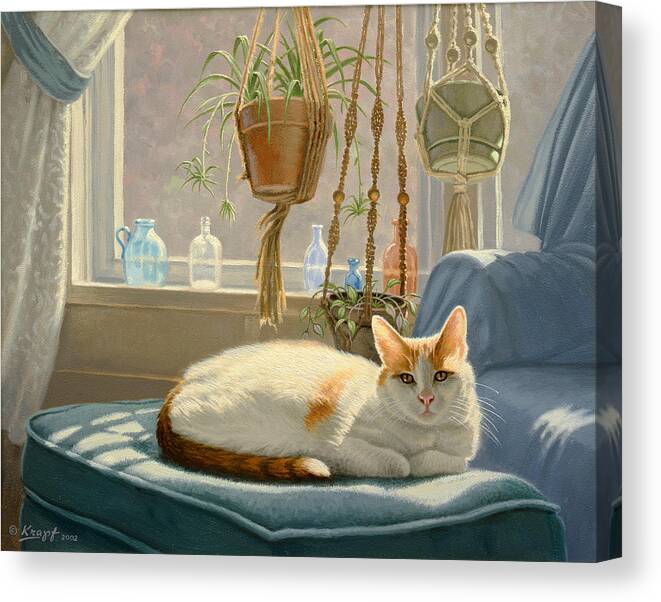 Cat Canvas Print featuring the painting Blossom's Place by Paul Krapf