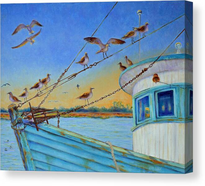  South Carolina Canvas Print featuring the painting Frogmore Shrimp Birds by Dwain Ray