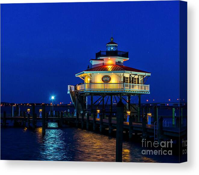 Choptank Canvas Print featuring the photograph Night at Choptank River Lighthouse by Nick Zelinsky Jr