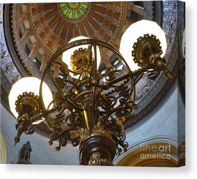 Illinois State Capitol Building Canvas Print featuring the photograph Ornate Lighting - Sprngfield Illinois Capitol by Luther Fine Art
