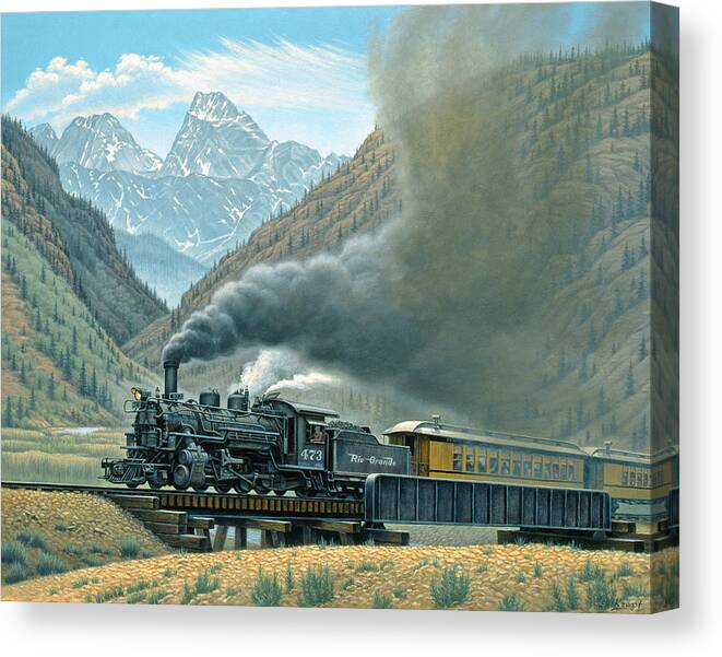 Landscape Canvas Print featuring the painting Pulling for Silverton by Paul Krapf
