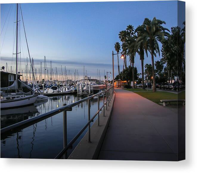 Sunrise Canvas Print featuring the photograph Sunrise Over Santa Barbara Marina by Tom Mc Nemar