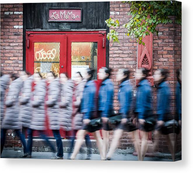 Street Photography Canvas Print featuring the photograph Time Slice In Motion by Steve Stanger